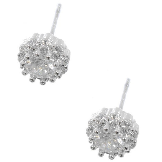 Diasy Flower Base Cubic Zirconia Stud Earrings