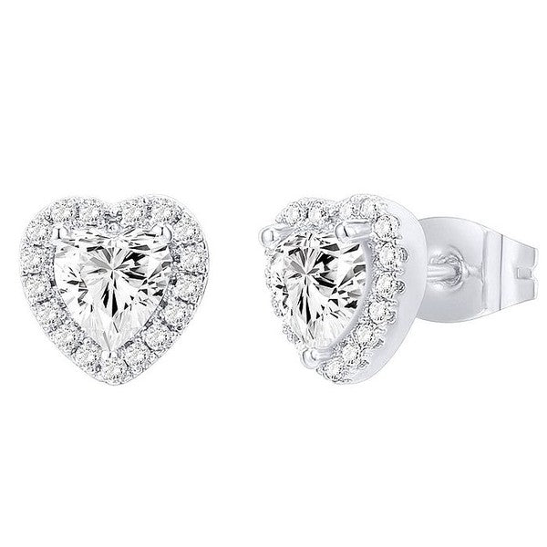 12mm Radiant Heart Cubic Zirconia Stud Earrings