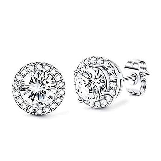 10mm Round Cut Cubic Zirconia Stud Earrings