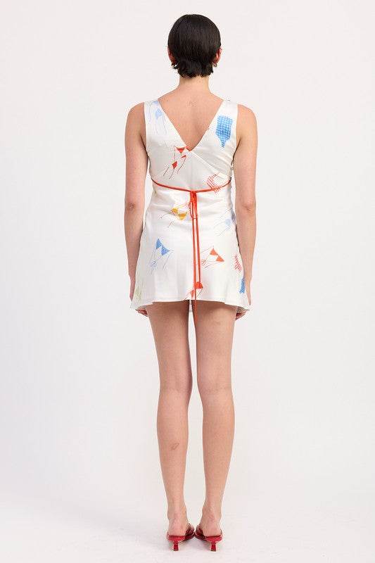 BIKINI PRINT SATIN MINI DRESS