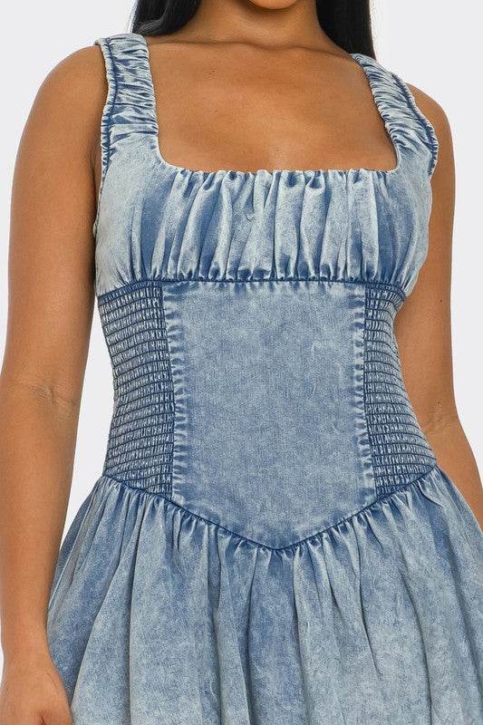 PLUS SIZE Bubble Belle Denim Mini Dress