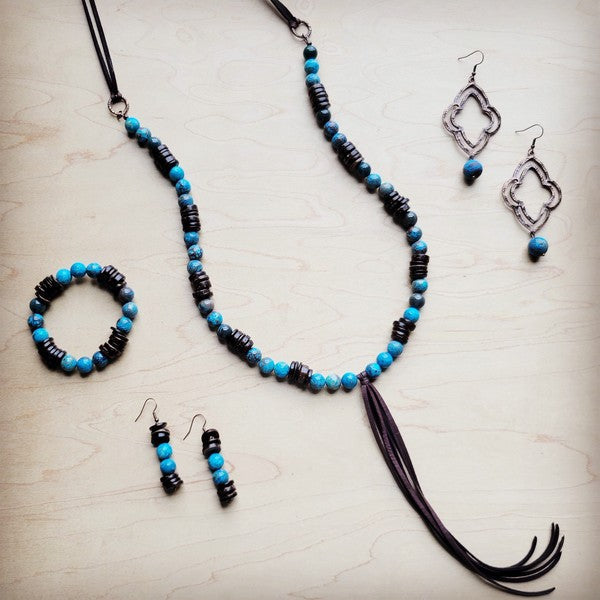 Ocean Agate Beaded Bracelet w/ Tassel &Arrowhead