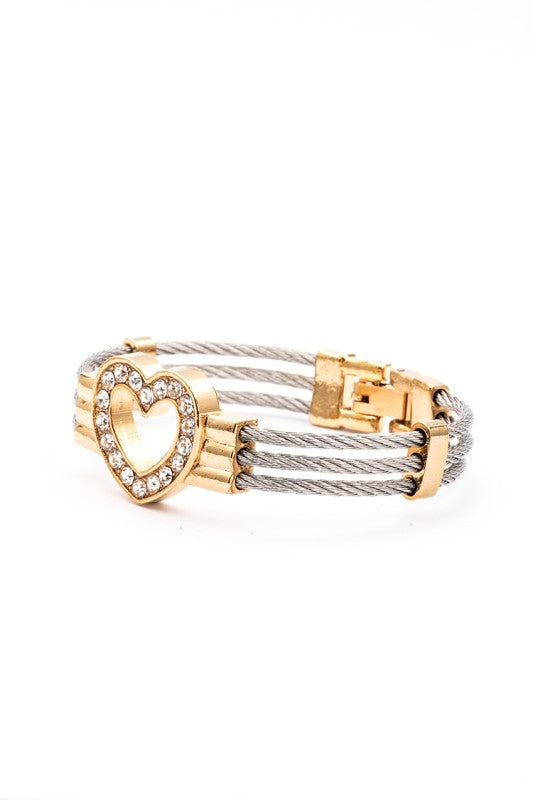 Heart Charm Kid Size Stainless Steel Bracelet