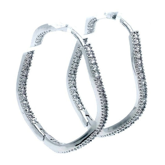 Cubic Zirconia Wave Squiggly Hoop Earrings
