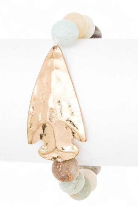 Arrow Head Genuine Stone Stretch Bracelet