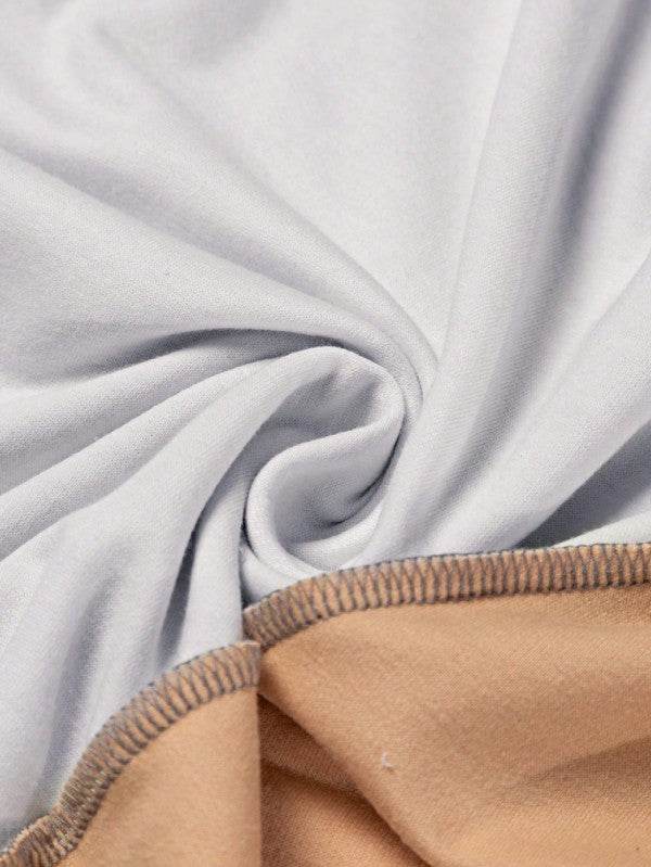 Cotton Stitching Irregular Hem Block Pullover