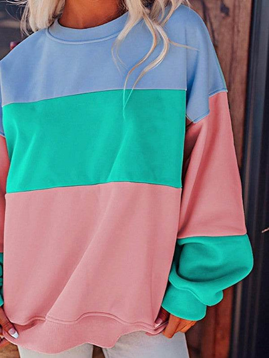 Cotton Colorblock Drop Shoulder Sweatshirt