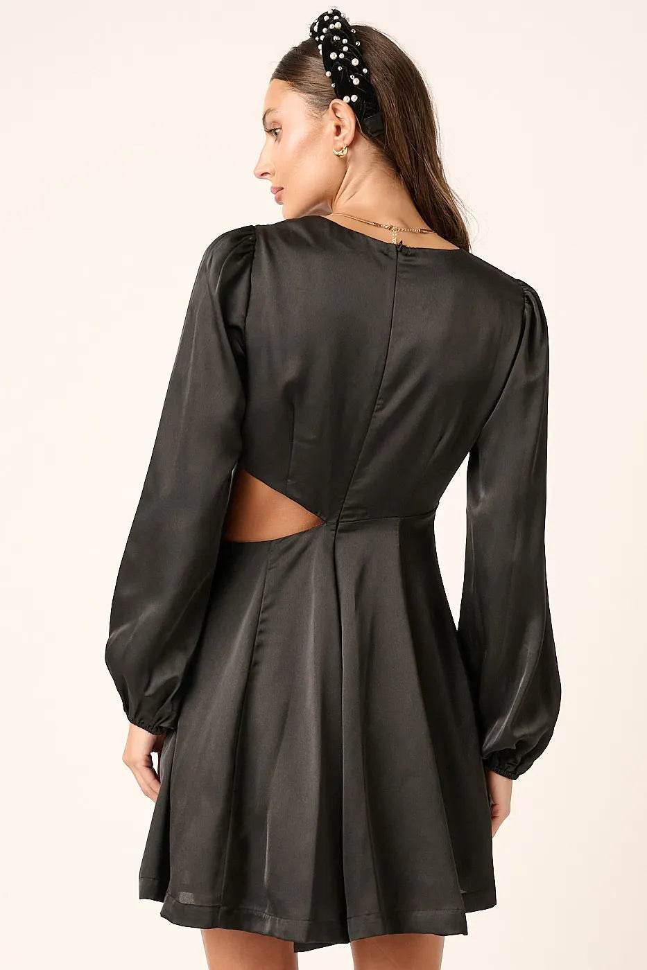 Mittoshop Satin Side Cutout Detail Mini Dress