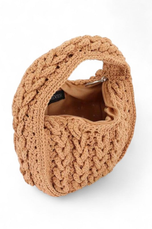 Cotton Braided Top Handle Small Shoudler Bag