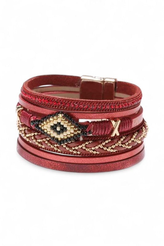 Beaded Layered Bohemian Magnetic Bracelet