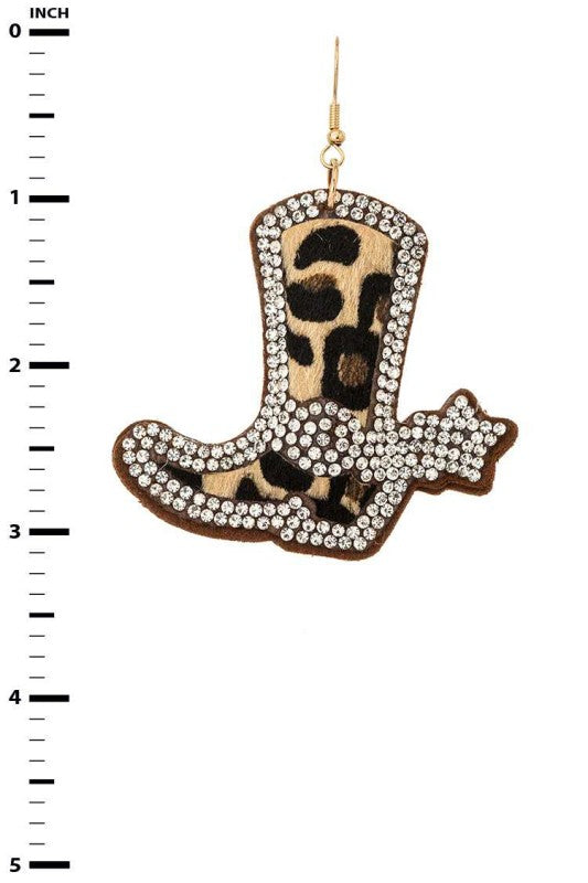 Animal Print Cowboy Boots Pillow Earrings