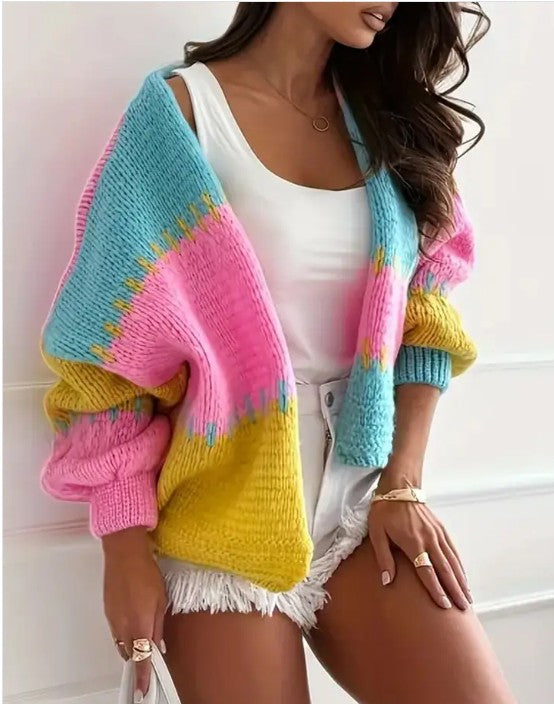 Women's Color-Block Knit Cardigan