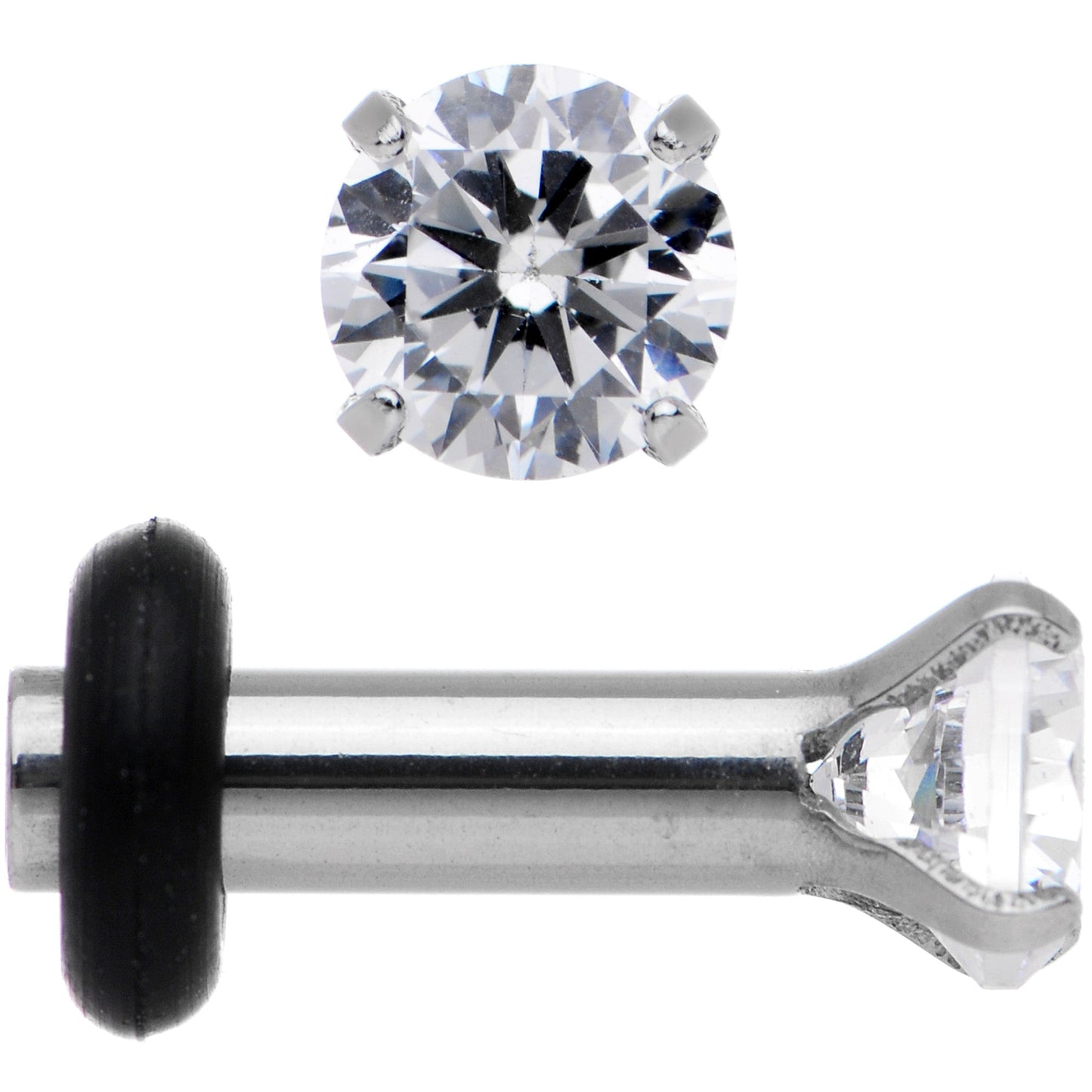 10G Clear CZ Gem Stainless Steel Single Flare Plug Set