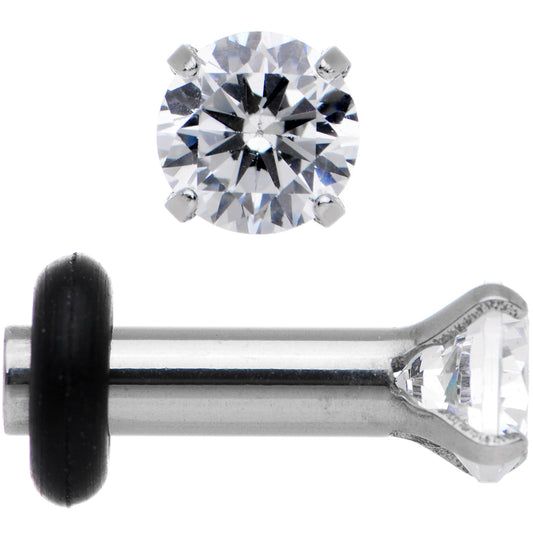 10G Clear CZ Gem Stainless Steel Single Flare Plug Set