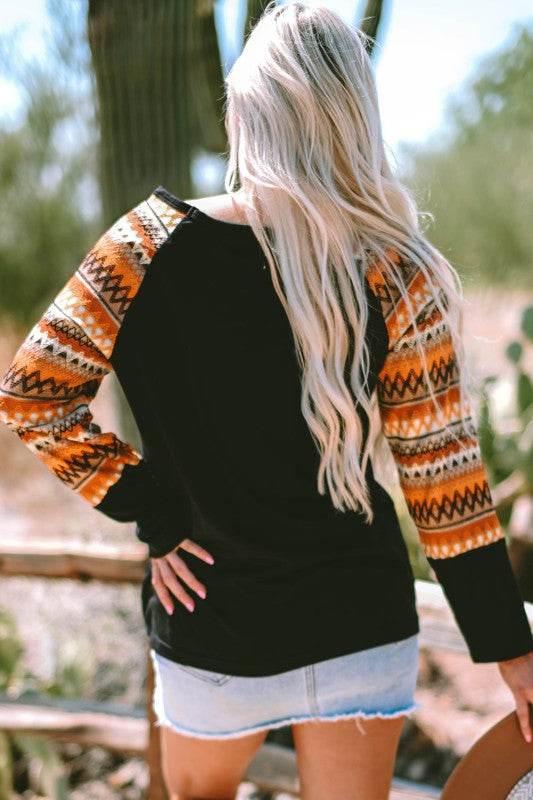 Aurora Raglan Patchwork Long Sleeve Top