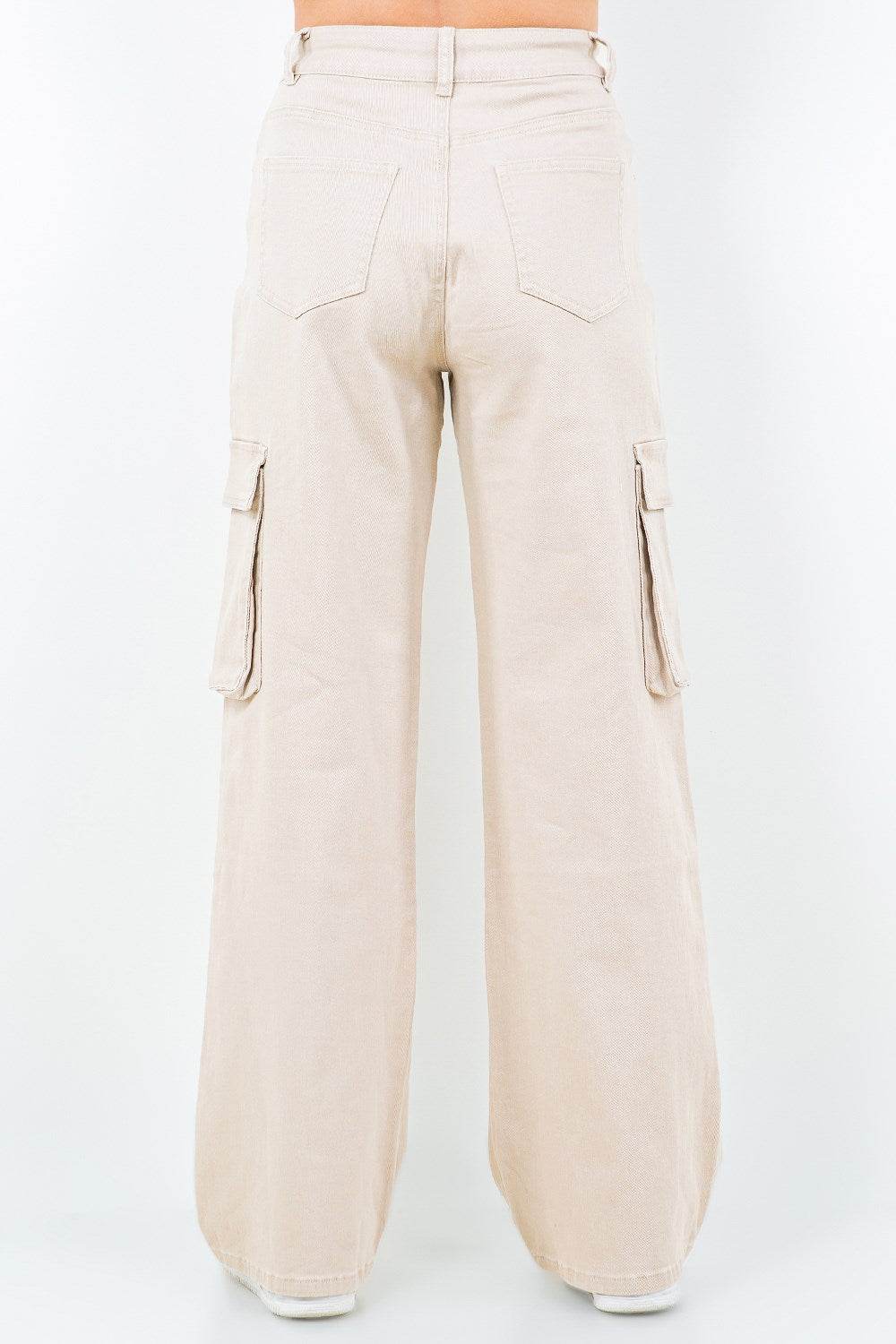 American Bazi Full Size Drawstring Wide Leg Cargo Pants Plus Size