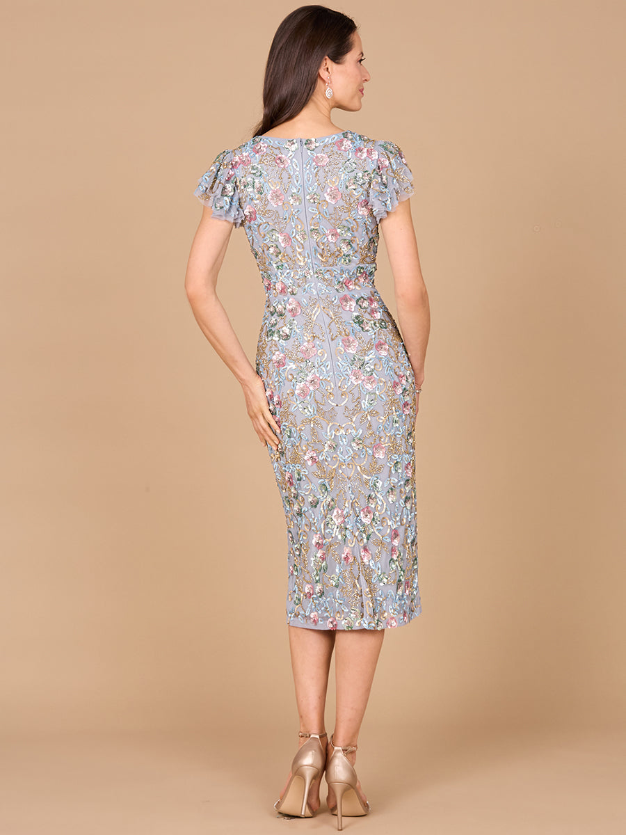 Floral Beaded Midi Dress