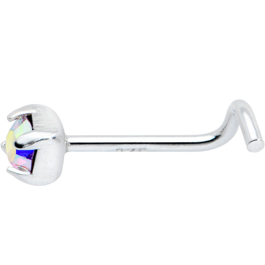 Sterling Silver 3mm Aurora Nose Ring Created with Crystals