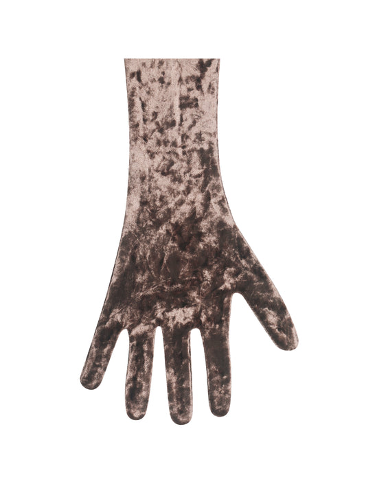 Tess Coffee Velvet Opera-Length Gloves