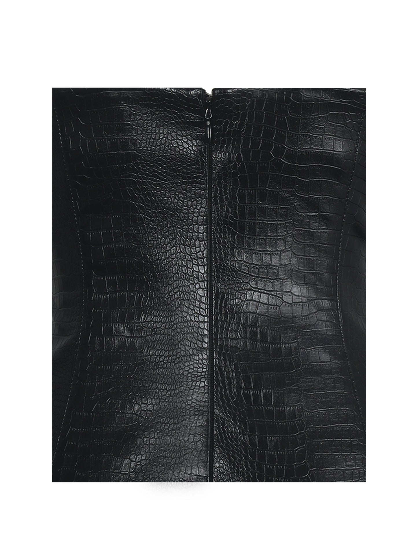 Gardenia Black Leather Midi Sweetheart Halter Flared Dress