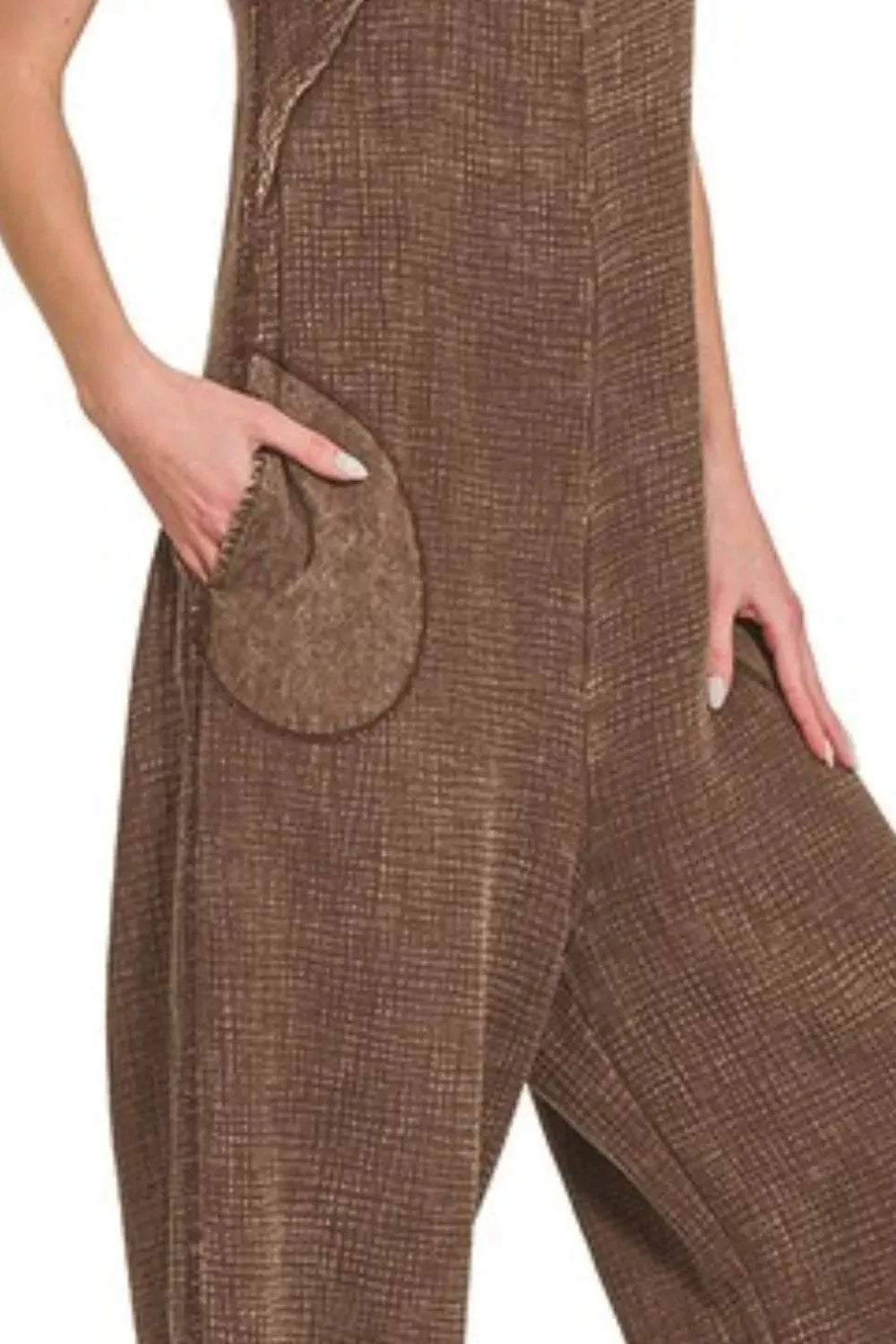 Zenana Double Gauze Washed Wide Leg Overalls