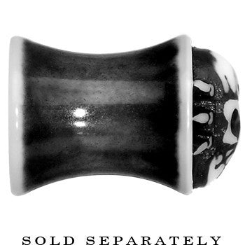 0G Black White Resin Skull Saddle Plug