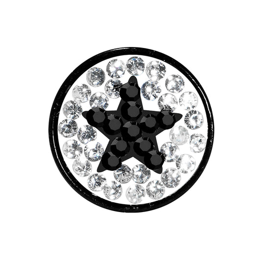 0G Black Star Ferido Crystal Acrylic Screw Fit Tunnel