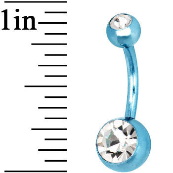Aqua Anodized Titanium Double Gem Belly Ring