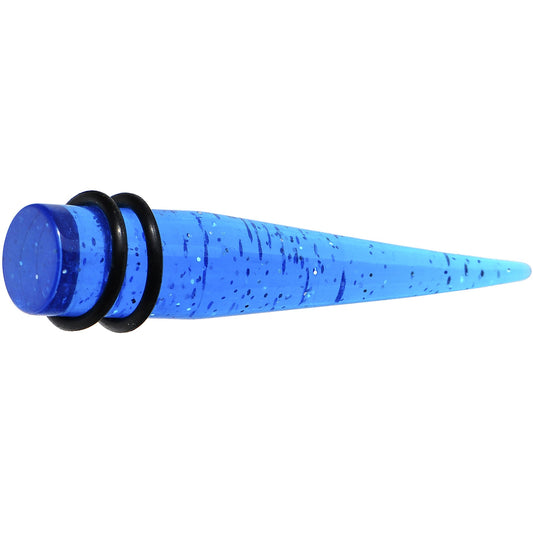 1/2 Blue Acrylic Silver Glitter Taper