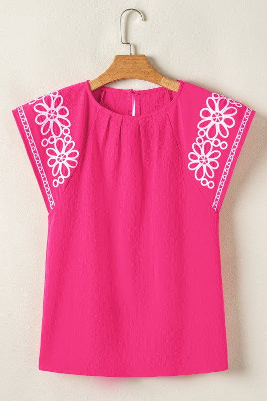 Murphy Floral Embroidered Sleeve Blouse