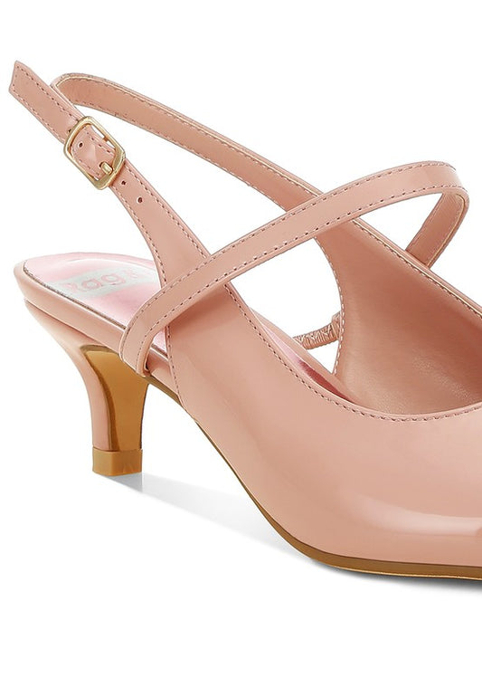 Abloom Kitten Heel Slingback Sandals