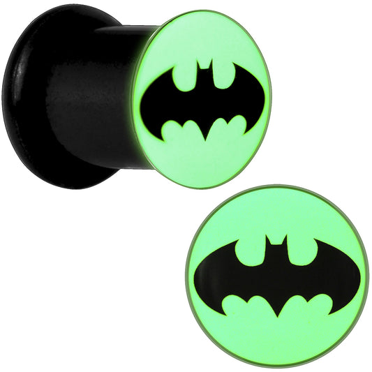 0G Black Acrylic Glow in the Dark Batman Plug Set
