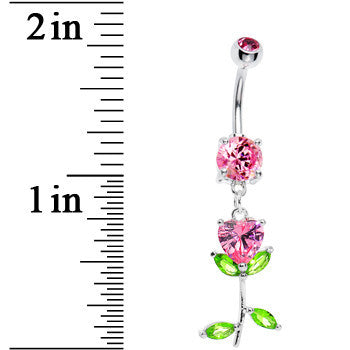 I love Tulips Pink Dazzle Flower Belly Ring