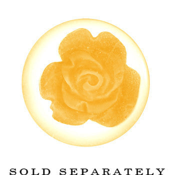 00G Clear Acrylic Yellow Floating Rose Flower Saddle Plug