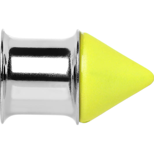 00G Yellow Neon Cone Stainless Steel Plug