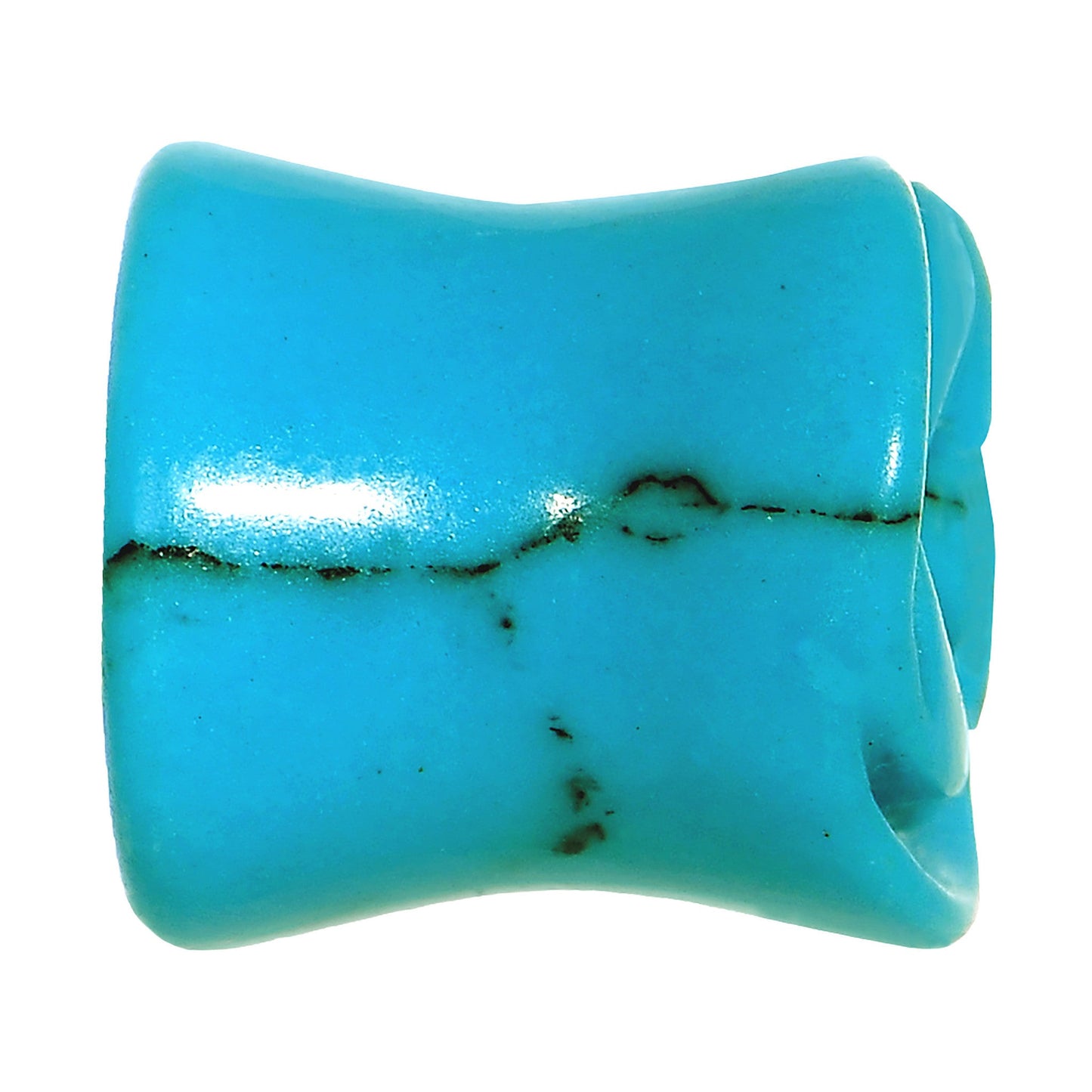 00G Natural Blue Turquoise Blooming Flower Stone Saddle Plug