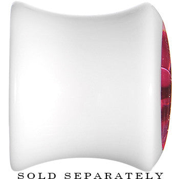 00G White Acrylic Pink Metallic Rose Flower Plug