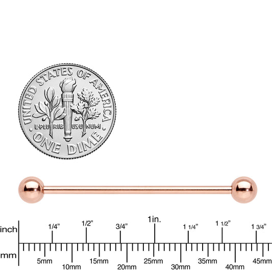 14G 1 3/8 Rose Gold Plated Straight Barbell