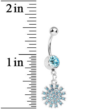 Aqua Gem Summertime Sunburst Dangle Belly Ring