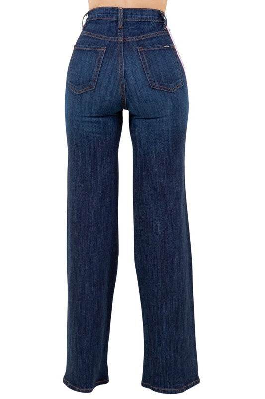 Wide Leg Jean with Stripe detail