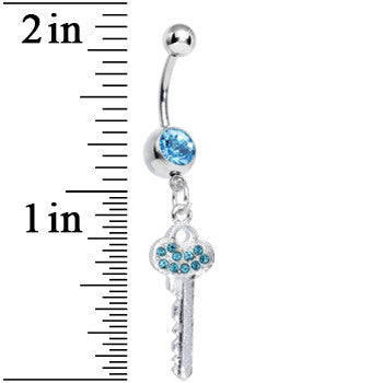 Aqua Gem Jazzy Glam Key Dangle Belly Ring