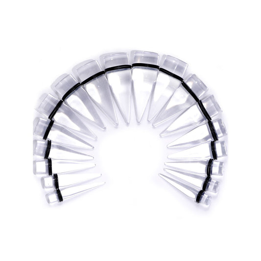 00G to 1 inch 18 Piece Clear Acrylic Ear Stretching Taper Kit