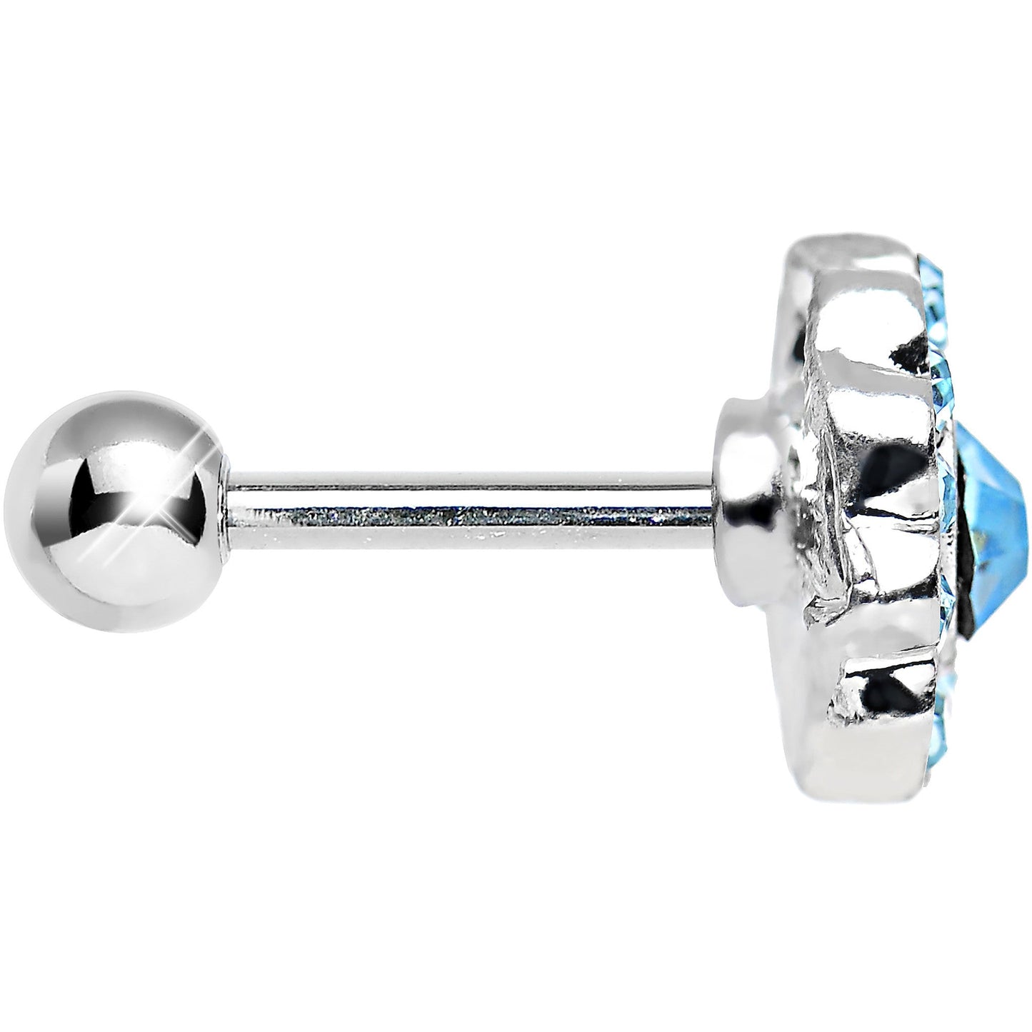 18G Aqua CZ Sparkling Flower Cartilage Tragus Earring