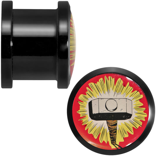 1/2 Licensed Thor Hammer Logo Acrylic Screw Fit Plugs Set