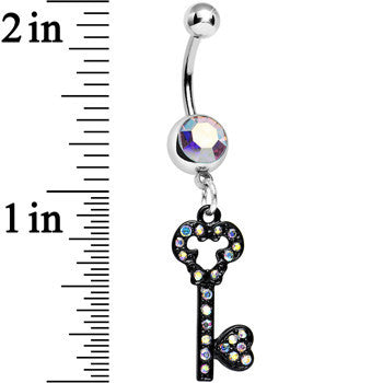 Aurora Gem Eternal Secret Black Key Dangle Belly Ring