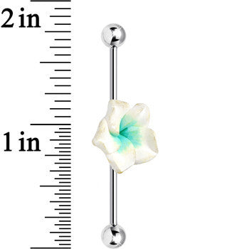 Light Green White Beautiful Blossoming Flower Industrial Barbell 37mm