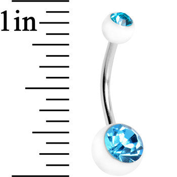 Aqua Cubic Zirconia Clear Acrylic Dual Dazzle Belly Ring