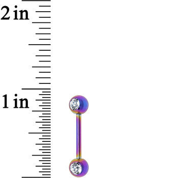 Front Gem Rainbow Anodized Titanium Nipple Barbell Set