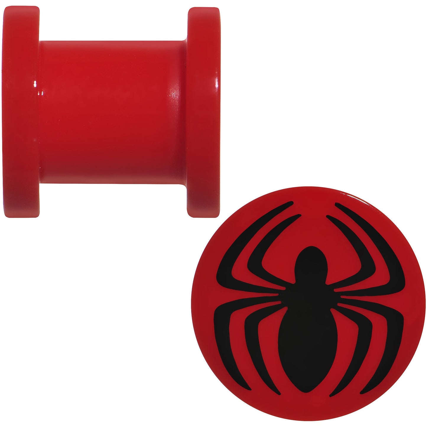 0G Red Acrylic Licensed Spider-Man Logo Screw Fit Plug Set