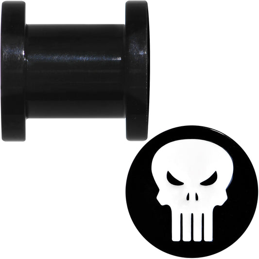 0G Black PVD Licensed The Punisher Logo Screw Fit Plug Set